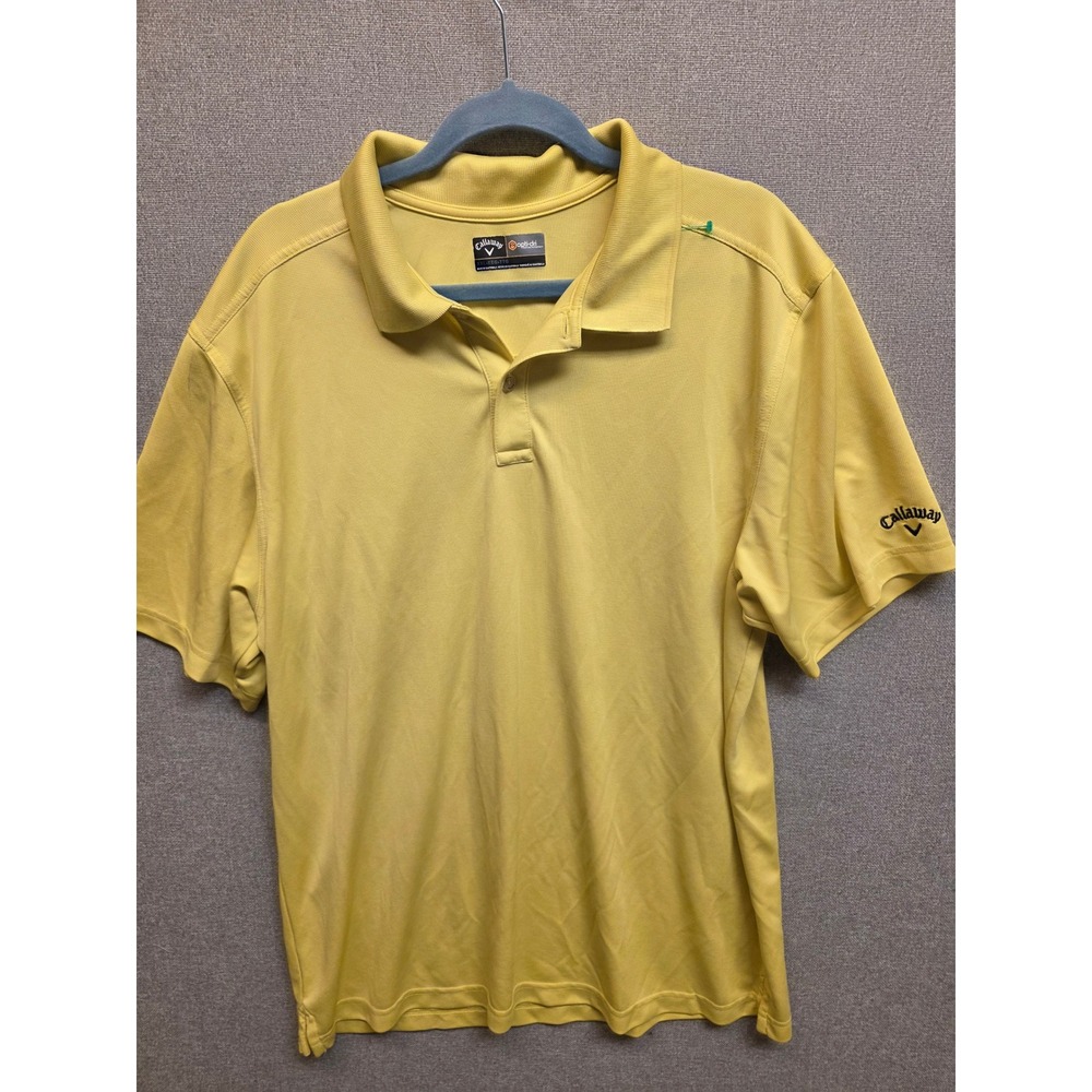 Callaway Opti-Dri Golf Polo Shirt Mens XXL Yellow‎ Short Sleeve Moisture Wicking